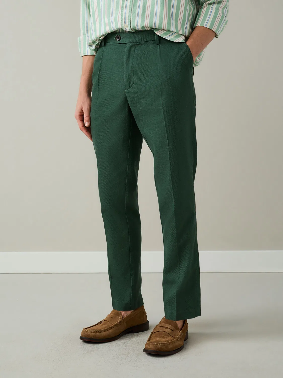 Чиносы текстурированные Green Textured Cotton Smart Chinos Next, зеленый