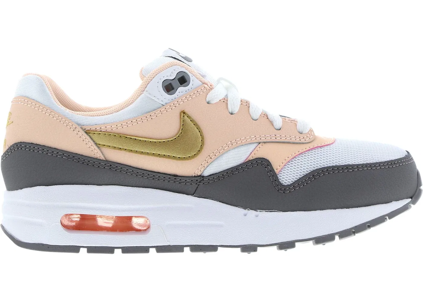 Детские кроссовки Lifestyle Nike Air Max 1 Nike, White/Metallic Gold/Gun Smoke