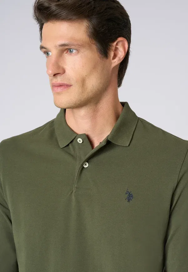 Футболка поло хлопок Long sleeved top U.S. Polo Assn., Green, зеленый — фото 4