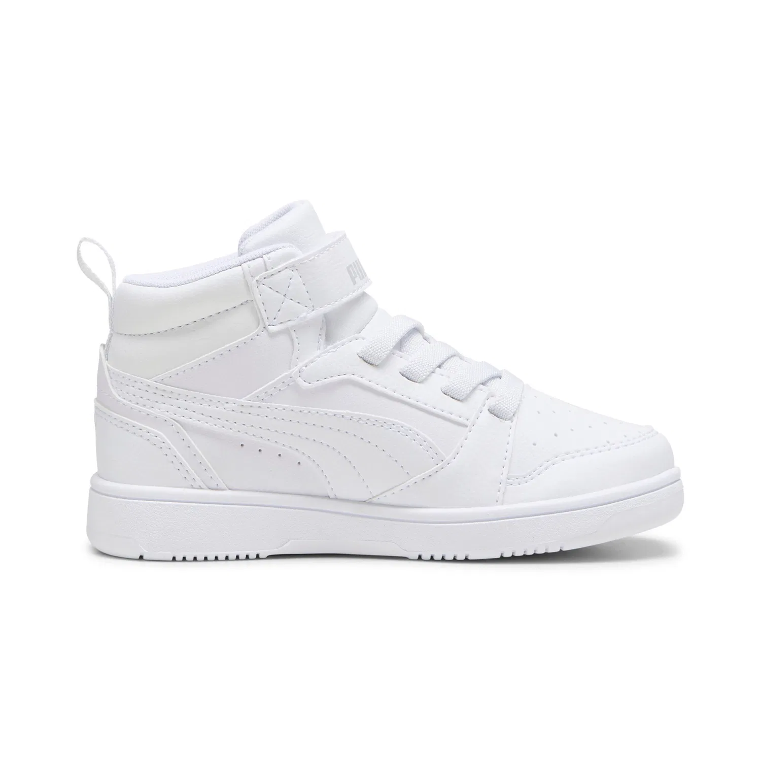 Детские кроссовки с мягкой амортизацией Rebound V6 Mid AC+ PS PUMA, PUMA White-Cool Light Gray — фото 3