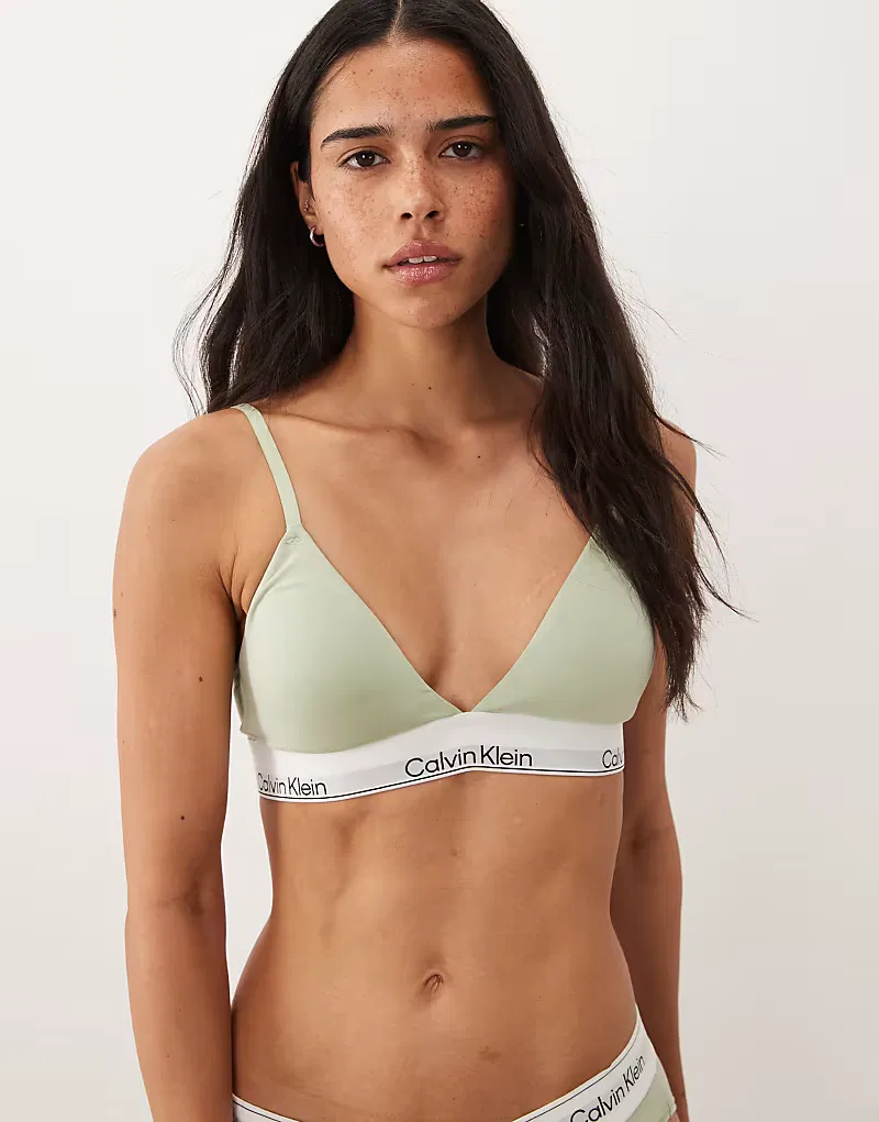 Бюстгальтер-треугольник Calvin Klein Icon Cotton Modal с легкой подкладкой, бледно-мятного