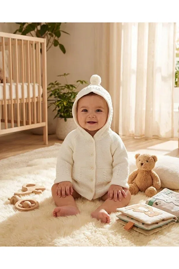Детский кардиган с капюшоном Baby-Kid Store, Белый
