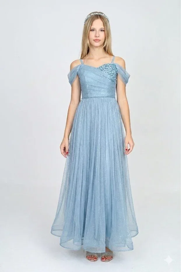 Детское платье для девочек с длинным рукавом Hisarpretty, Blue