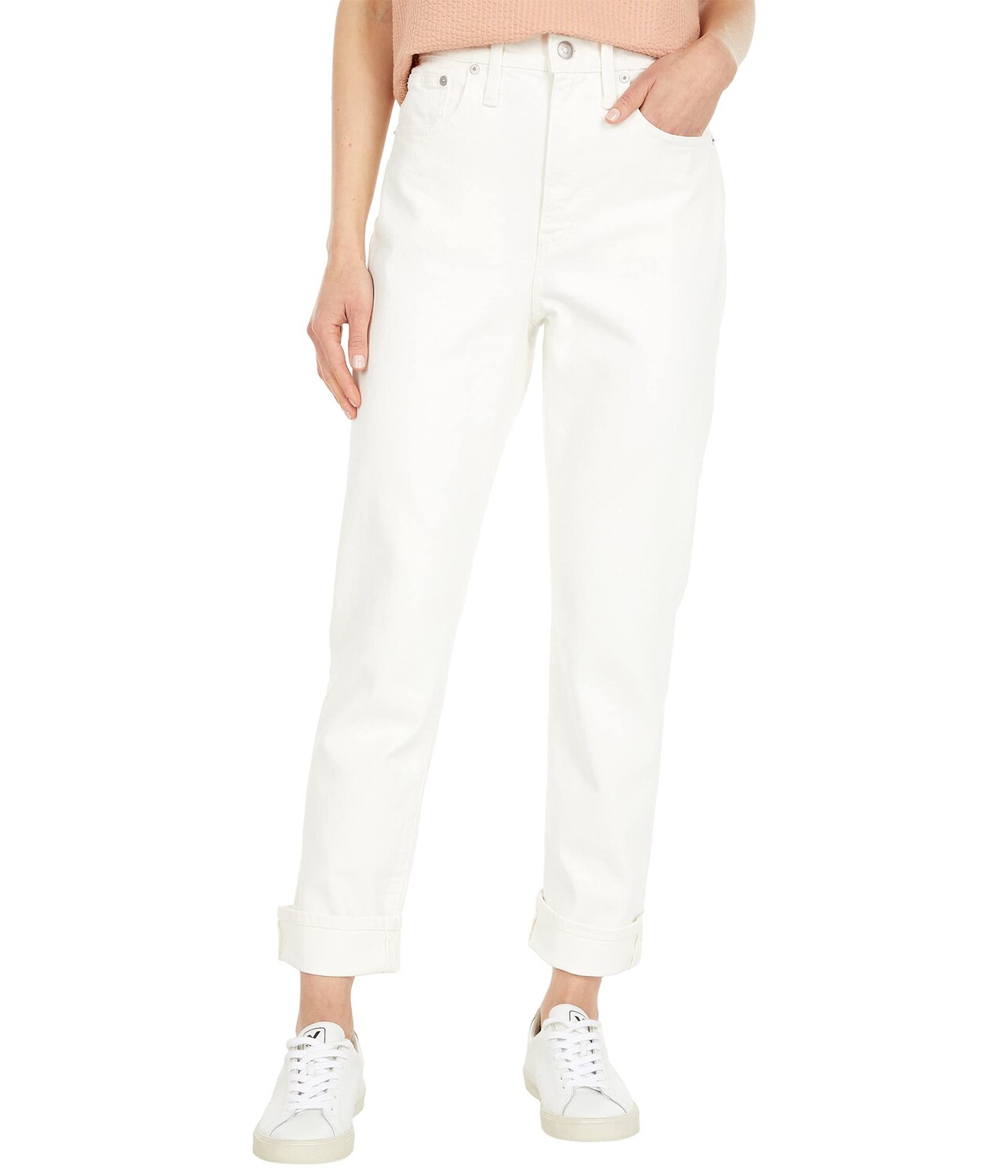 

Джинсы Madewell, The High-Rise Slim Boyjean in Tile White