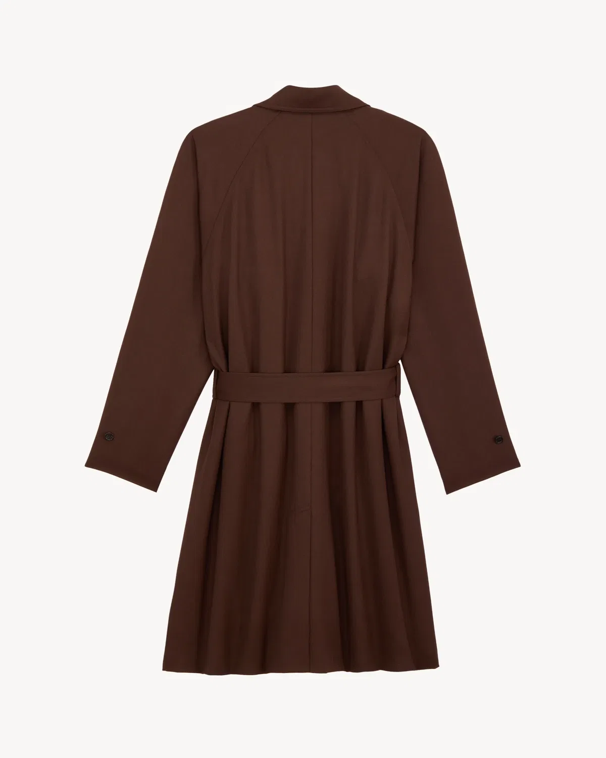 Тренчкот из шерстяной габардины, двубортный, Saint Laurent, коричневый — фото 2