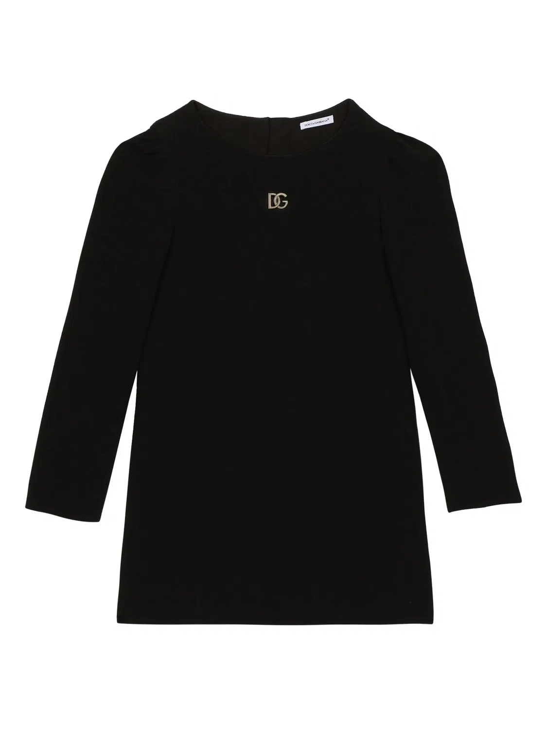 Платье с вышитым логотипом, длинные рукава Dolce & Gabbana, черный