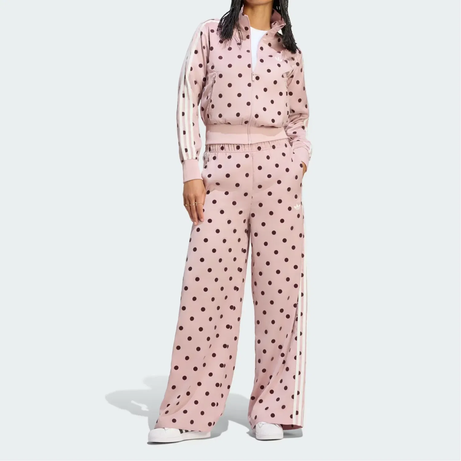 Женские брюки Satin Polka Dots Wide Leg Pant Asia Sizing 'Dual Lilac' adidas, Dual Lilac — фото 2