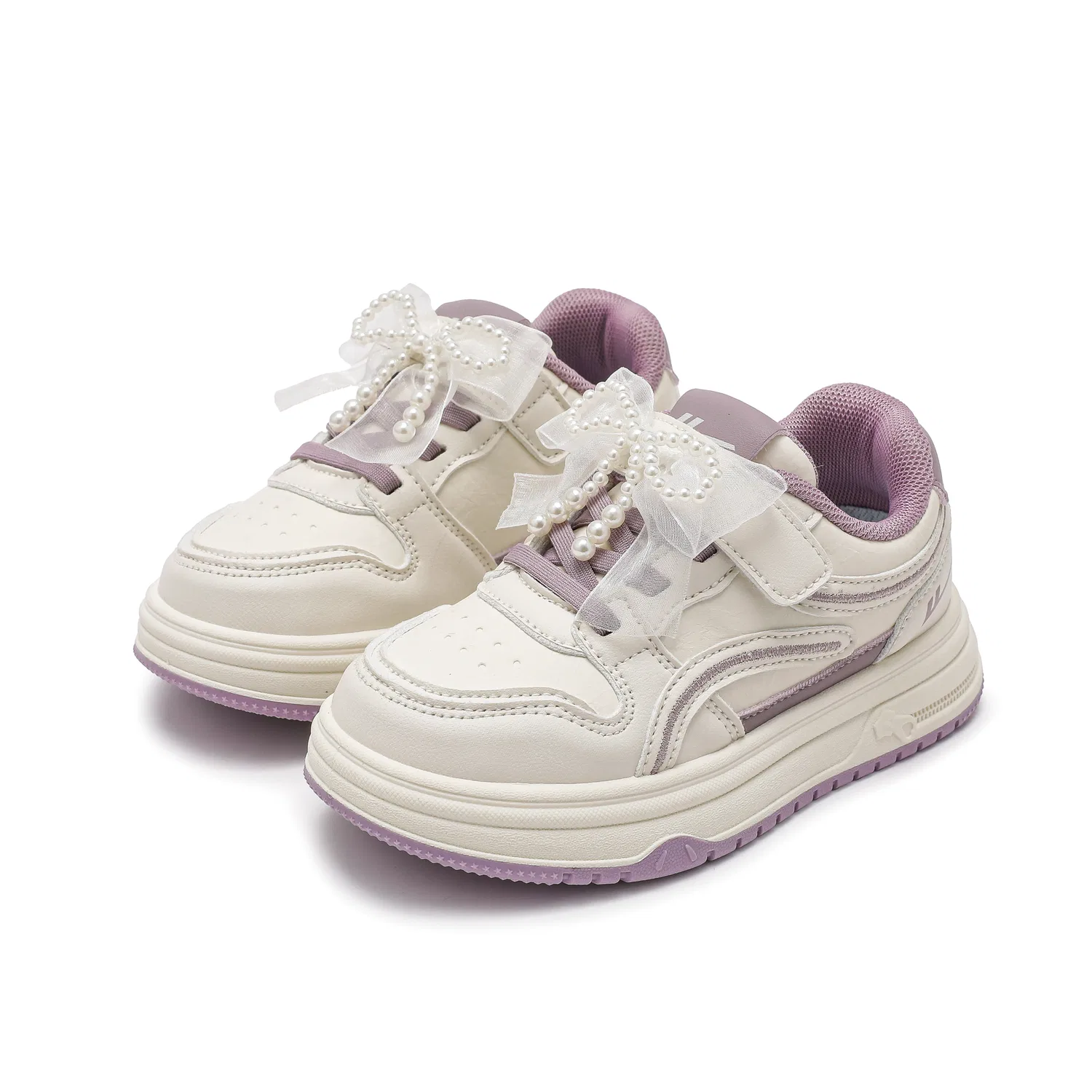 Детские кеды для скейтбординга из синтетической кожи Beige/Taro Purple WARRIOR — фото 4