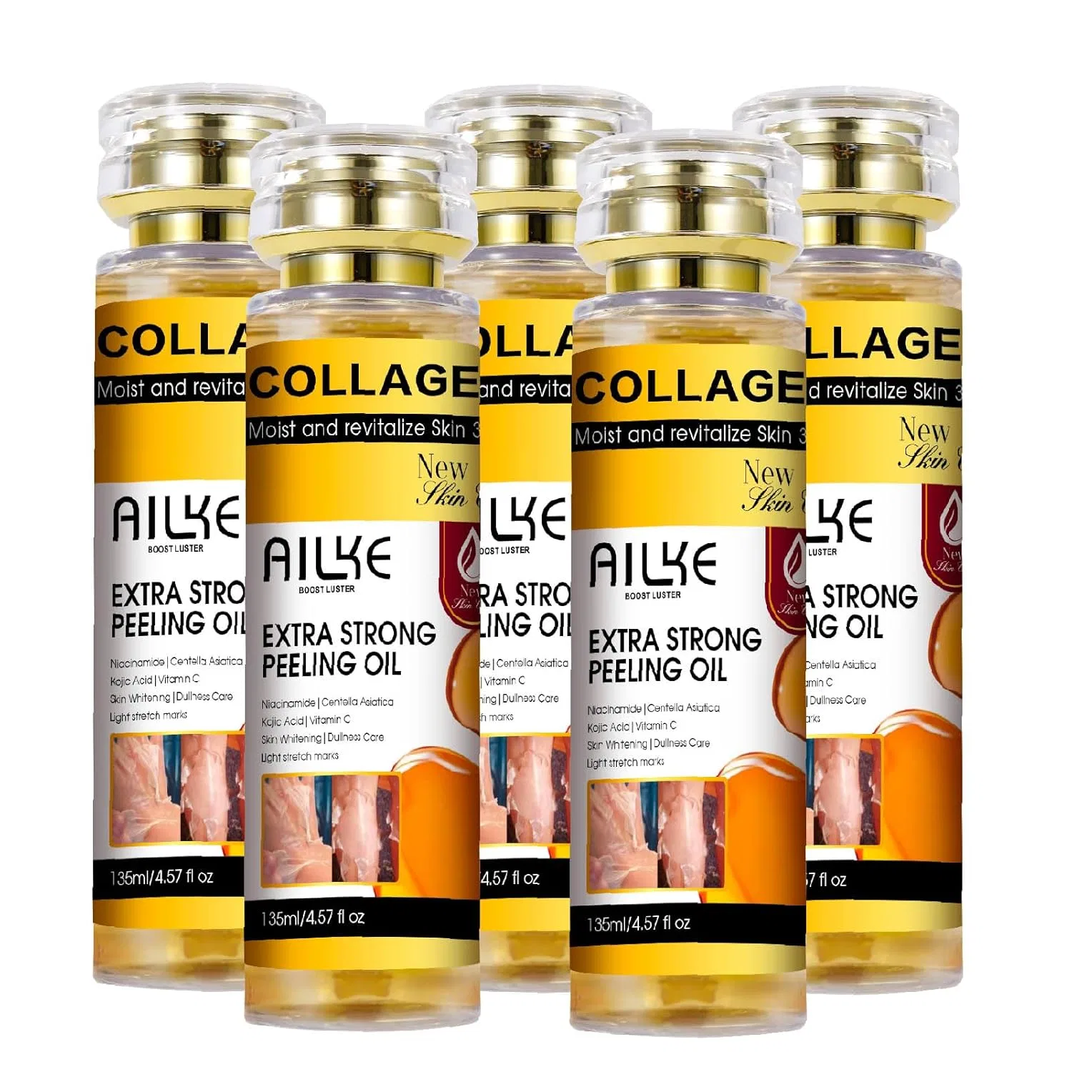 Эксфолиирующее масло AILKE Collagen Yellow Strong Peeling Oil, 5 шт по 135 мл, Желтый Ailke Boost Luster