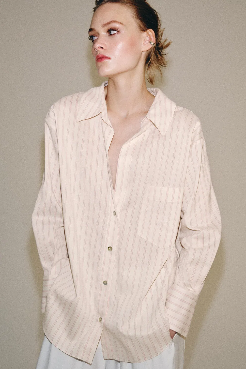 Полосатая рубашка из коллекции ZW ZARA, Pink/White — фото 2