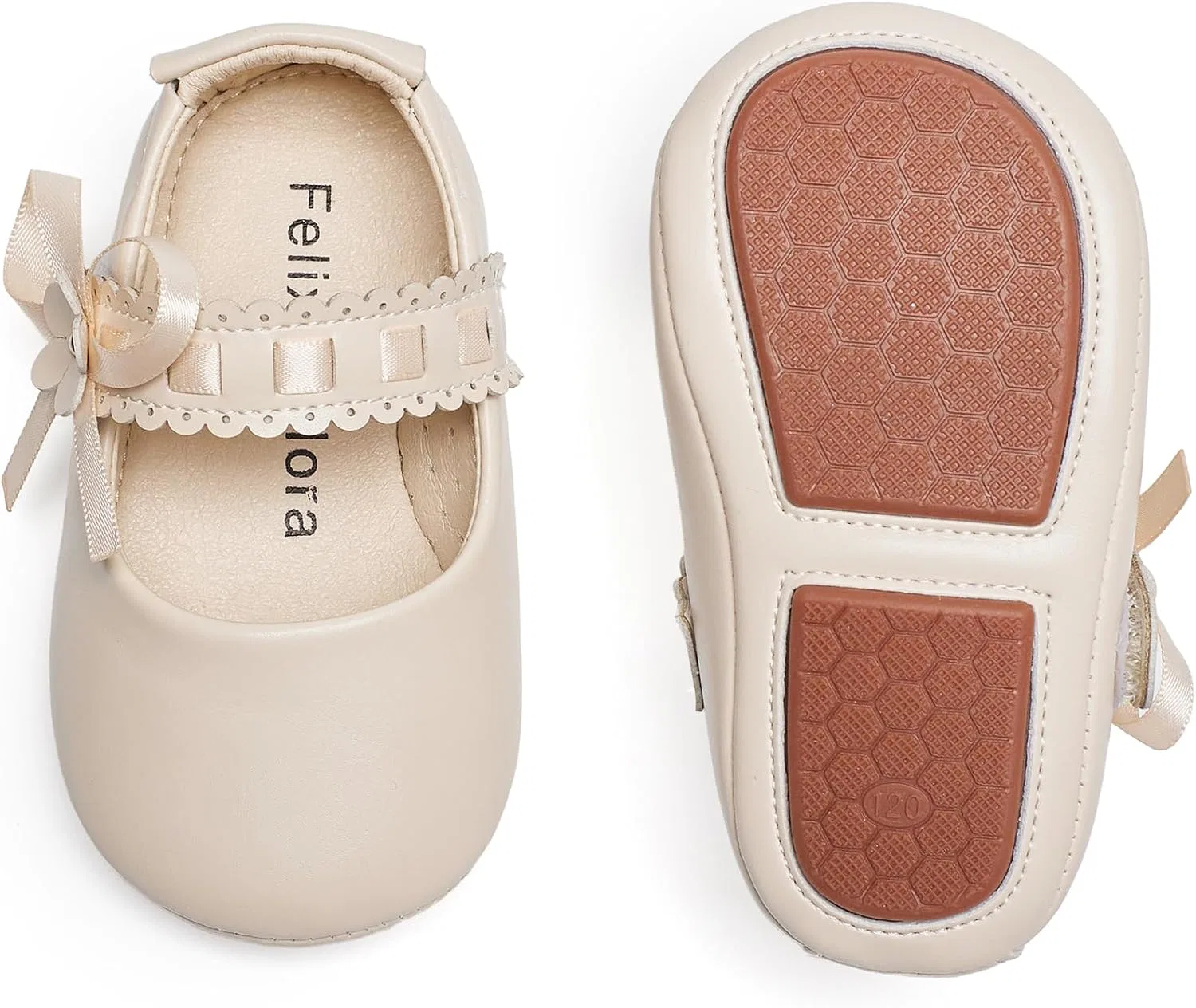 Детские балетки для девочек с мягкой подошвой Felix & Flora, Beige