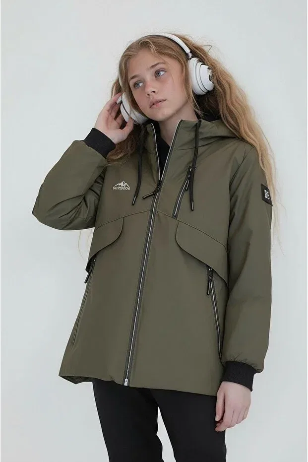 Детское пальто для девочек водонепроницаемое Basics Sivaist, Green — фото 3