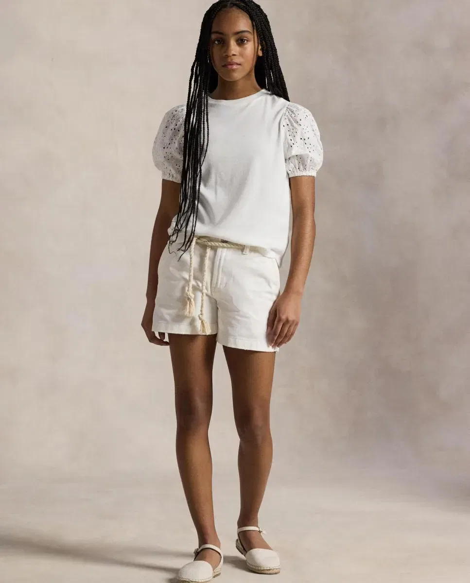 Детские шорты для девочек хлопковые Polo Ralph Lauren, Blanco Roto