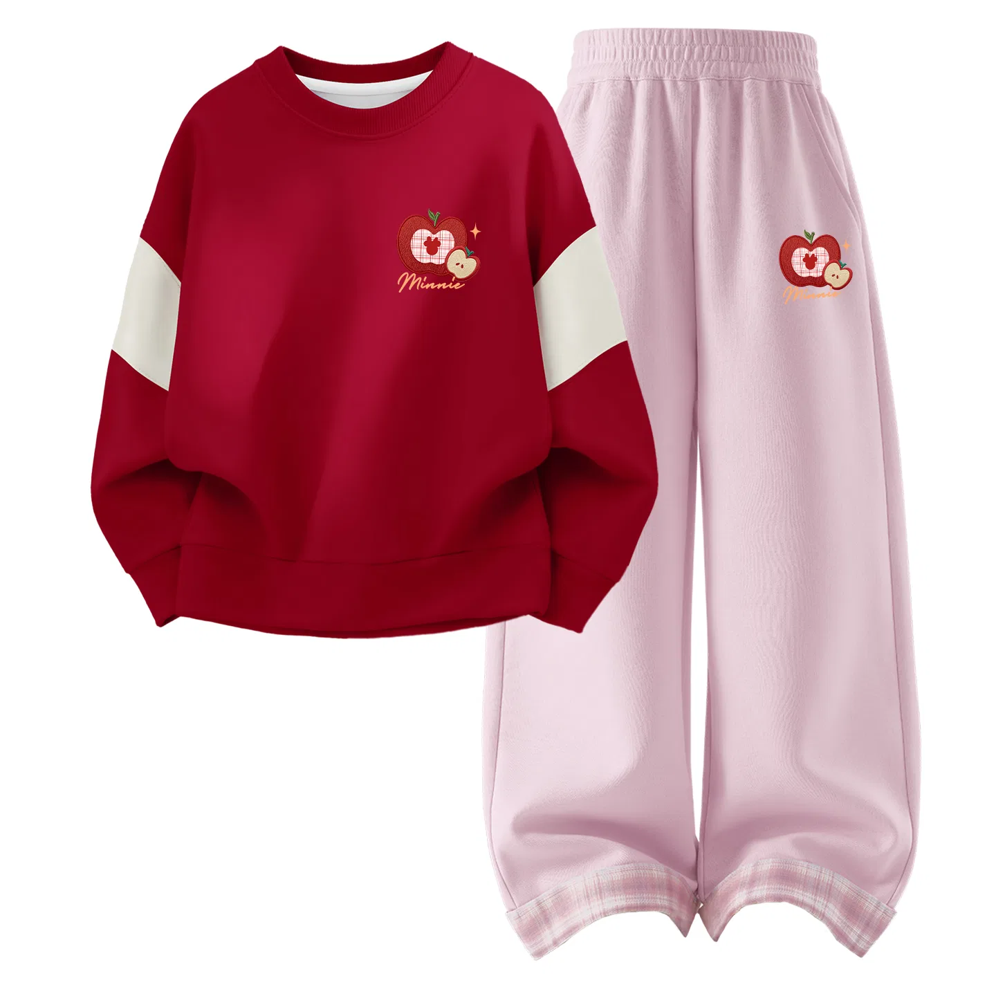Детский комплект спортивной одежды с круглым вырезом, дышащий, Diapone K Burgundy+Diaphone K Cherry Blossom Pink, Disney
