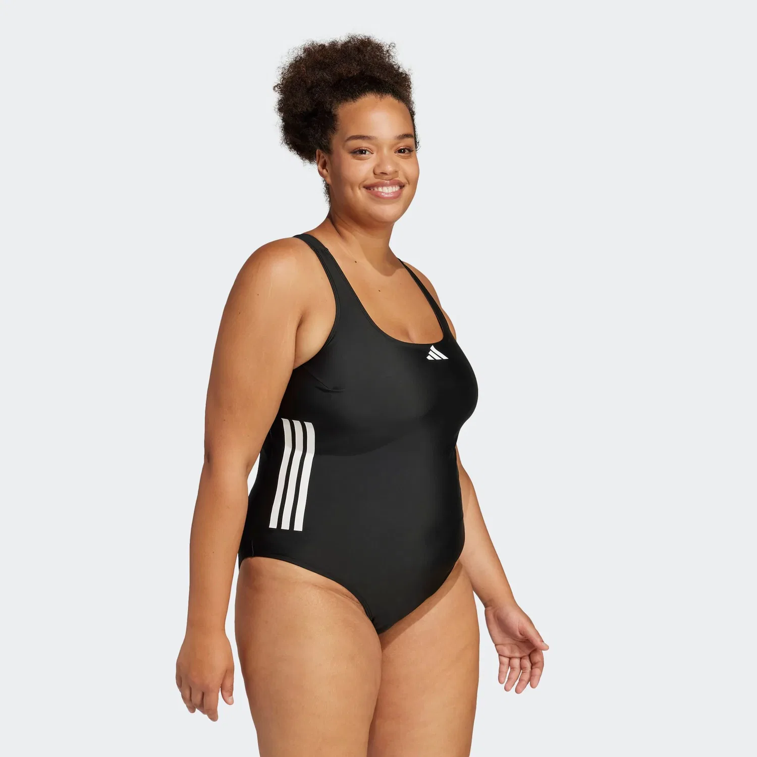 Женский спортивный купальник слитный с тремя полосками Adidas Performance, Black/White