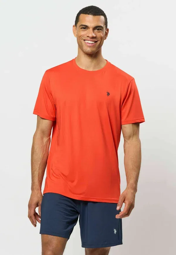 Футболка из хлопка и эластана U.S. Polo Assn. Spicy Orange, оранжевый