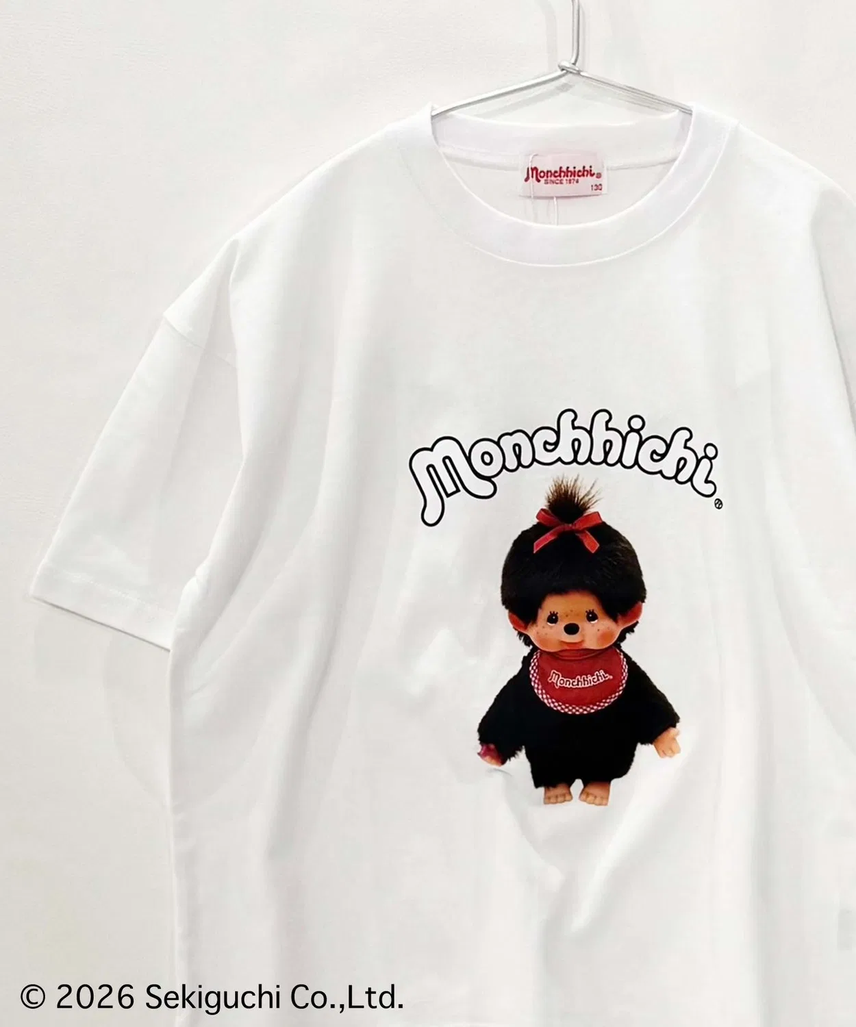 Детская футболка оверсайз с принтом Monchhichi SHISKY, Белая — фото 3