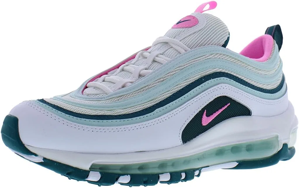 Детские кроссовки для девочек Nike Air Max 97 GS, White/Pink Spell/Geode Teal