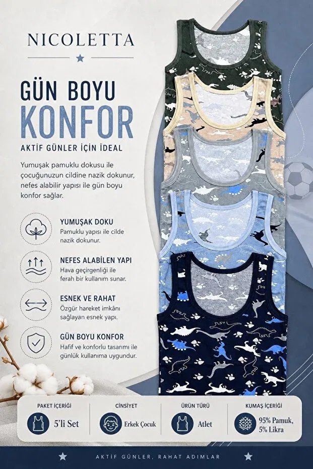 Детская майка для мальчиков с широкими бретелями с принтом Tom John, Navy Blue