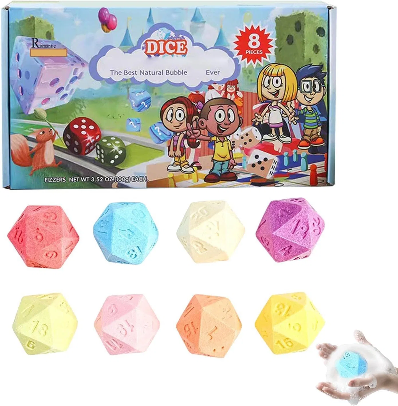 Пена для ванны с игральным кубиком, Byuexhp, 8 шт, увлажняющая морская соль