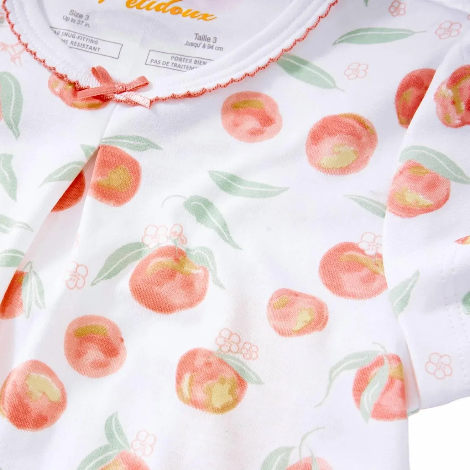 Детский комплект пижамы для девочек с принтом персиков Summer Peaches Petidoux, White — фото 4
