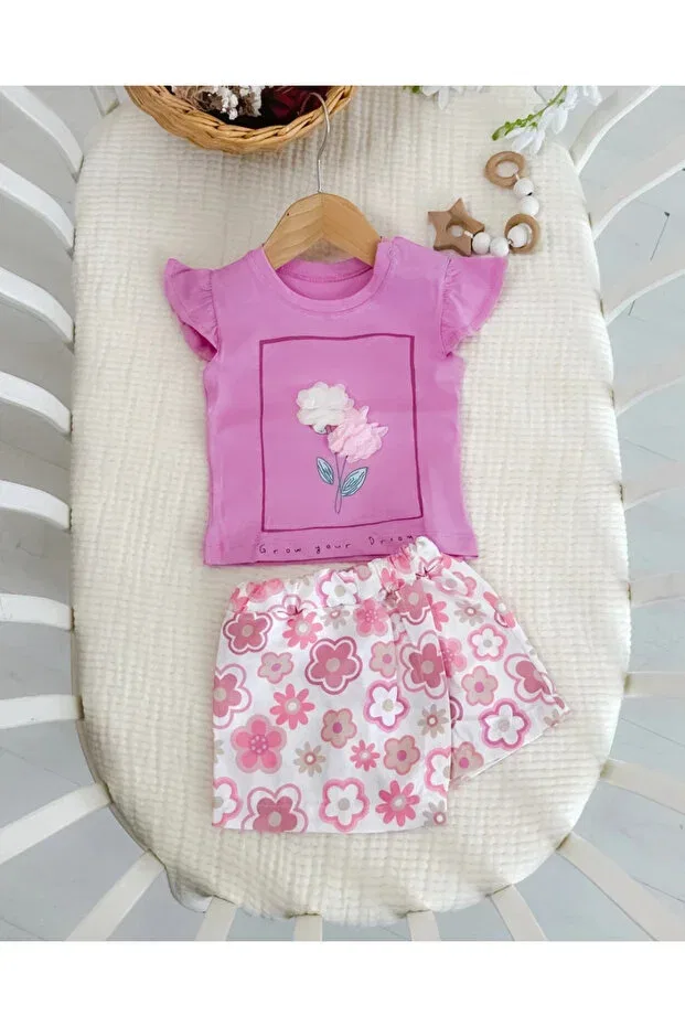 Детский комплект для девочек с принтом Hümabebe, Dark Pink