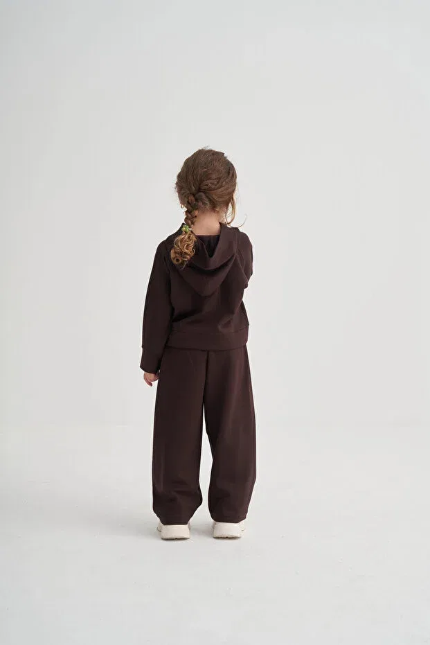 Детский комплект для девочек с капюшоном Oliven The Kid, Dark Coffee — фото 3