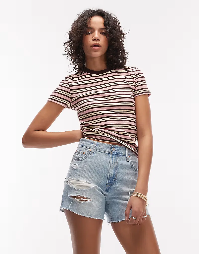 Джинсы Levis с эффектом потертости и ребристым силуэтом, светло-голубые — фото 2