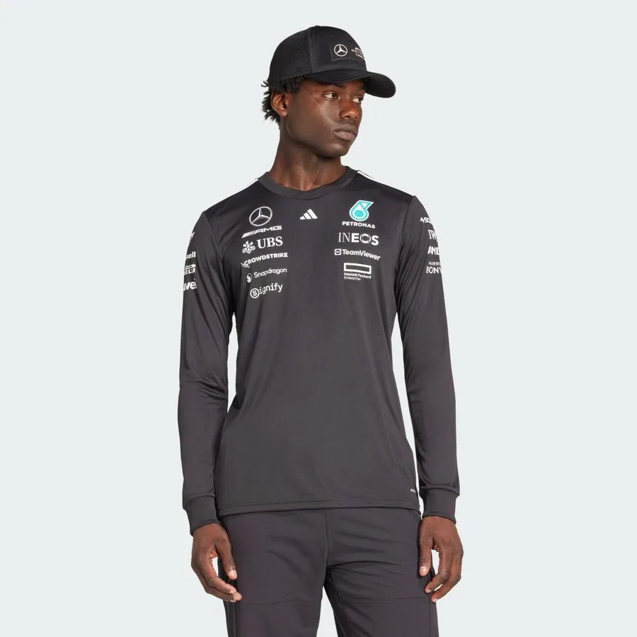 Спортивная футболка с длинным рукавом Mercedes-AMG Petronas Formula One Team Driver Jersey adidas, Черный
