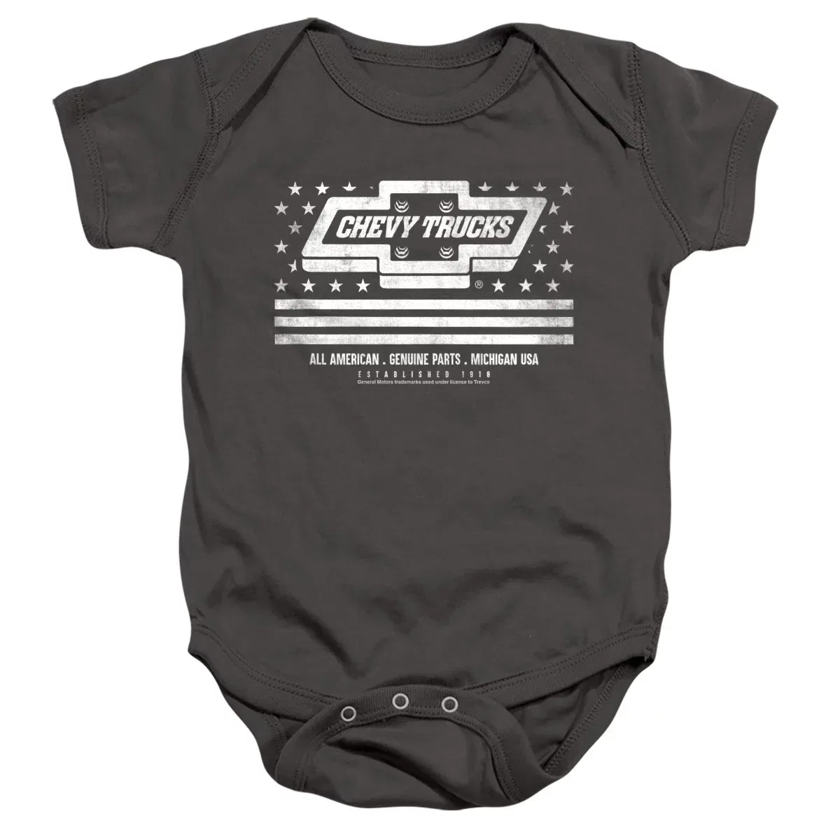 Детское боди с коротким рукавом Chevrolet Trucks USA Flag Infant, Chevrolet, Charcoal