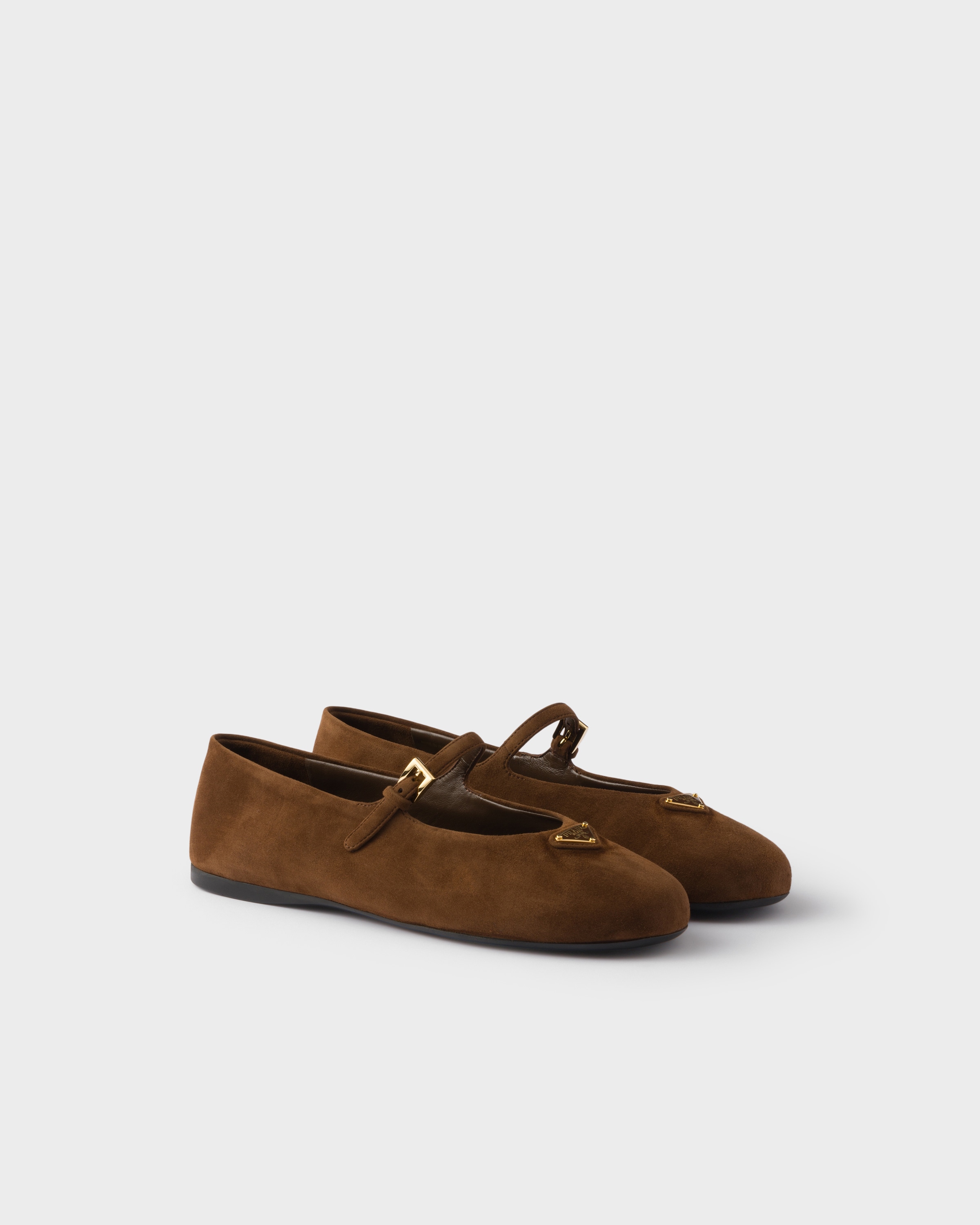 Балетки из замши Prada, какао-коричневый