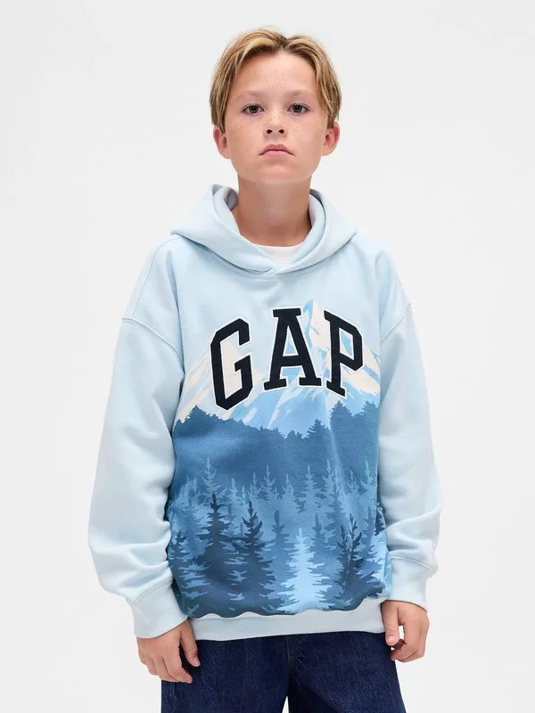 Детская толстовка с графическим логотипом Gap, Light Blue