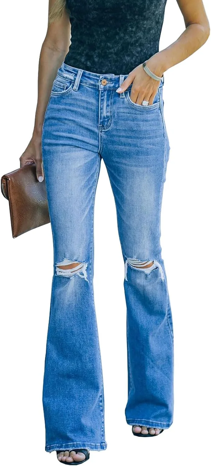 

Женские джинсы Bell Bottom High Waist с необработанным краем Botillosh