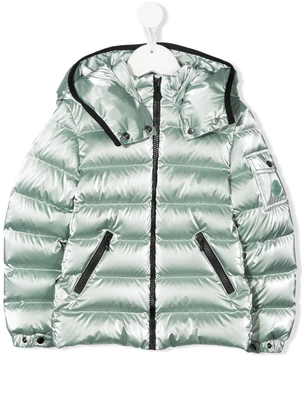 

Пуховик с эффектом металлик Moncler Enfant, зеленый