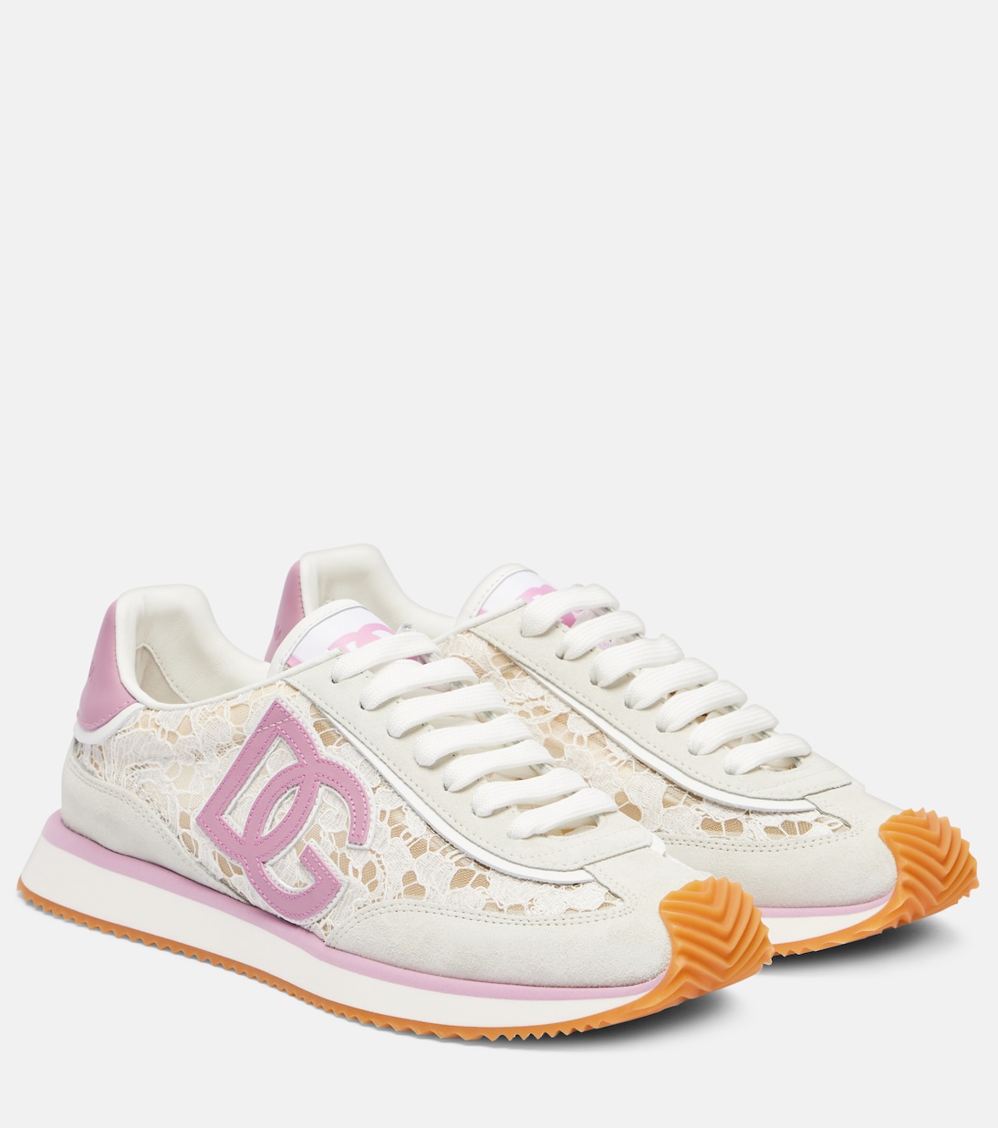 DG Кроссовки с мягкой стелькой и кожаными вставками Dolce&Gabbana, Bianco/Rosa