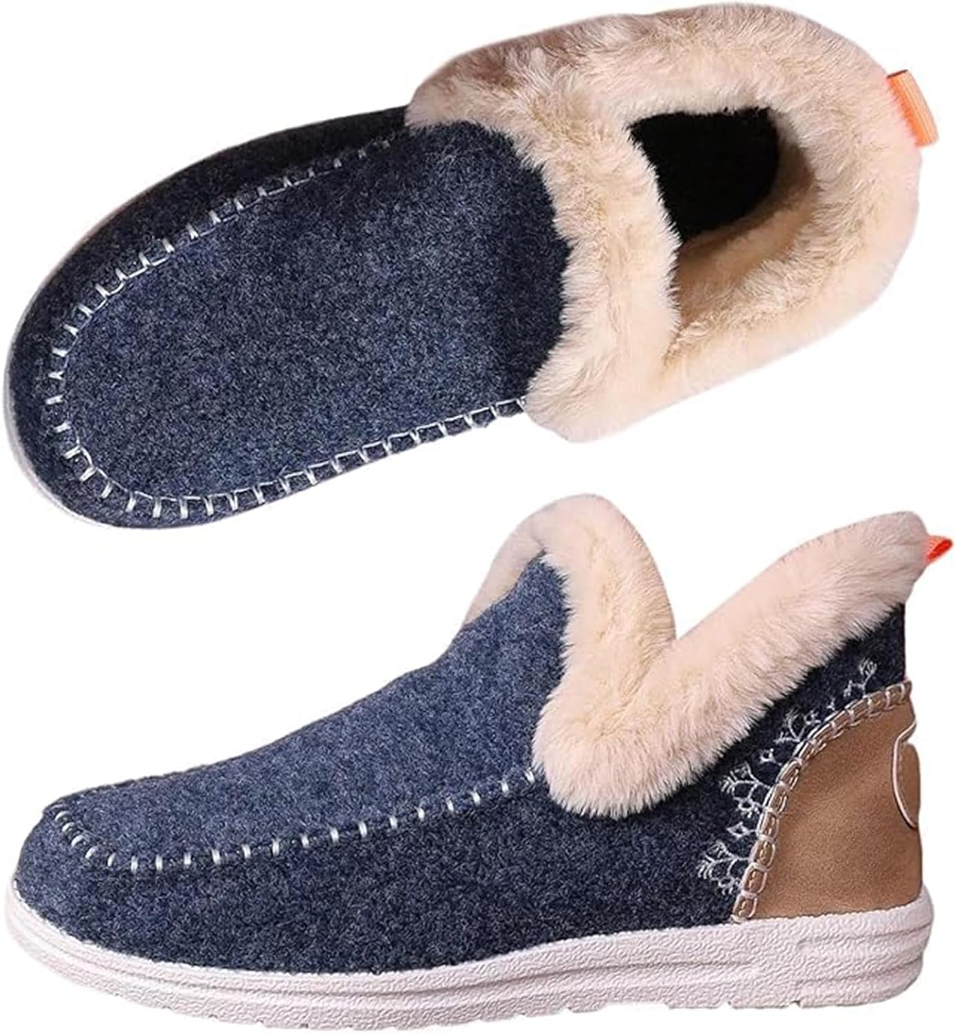 

Женские зимние ботинки с пушистой подкладкой, искусственная меховая подкладка Generic, темно-синий