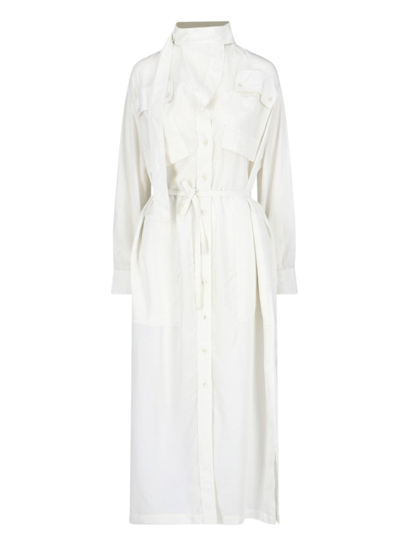 

White Fabric Maxi Shirt Dress Lemaire