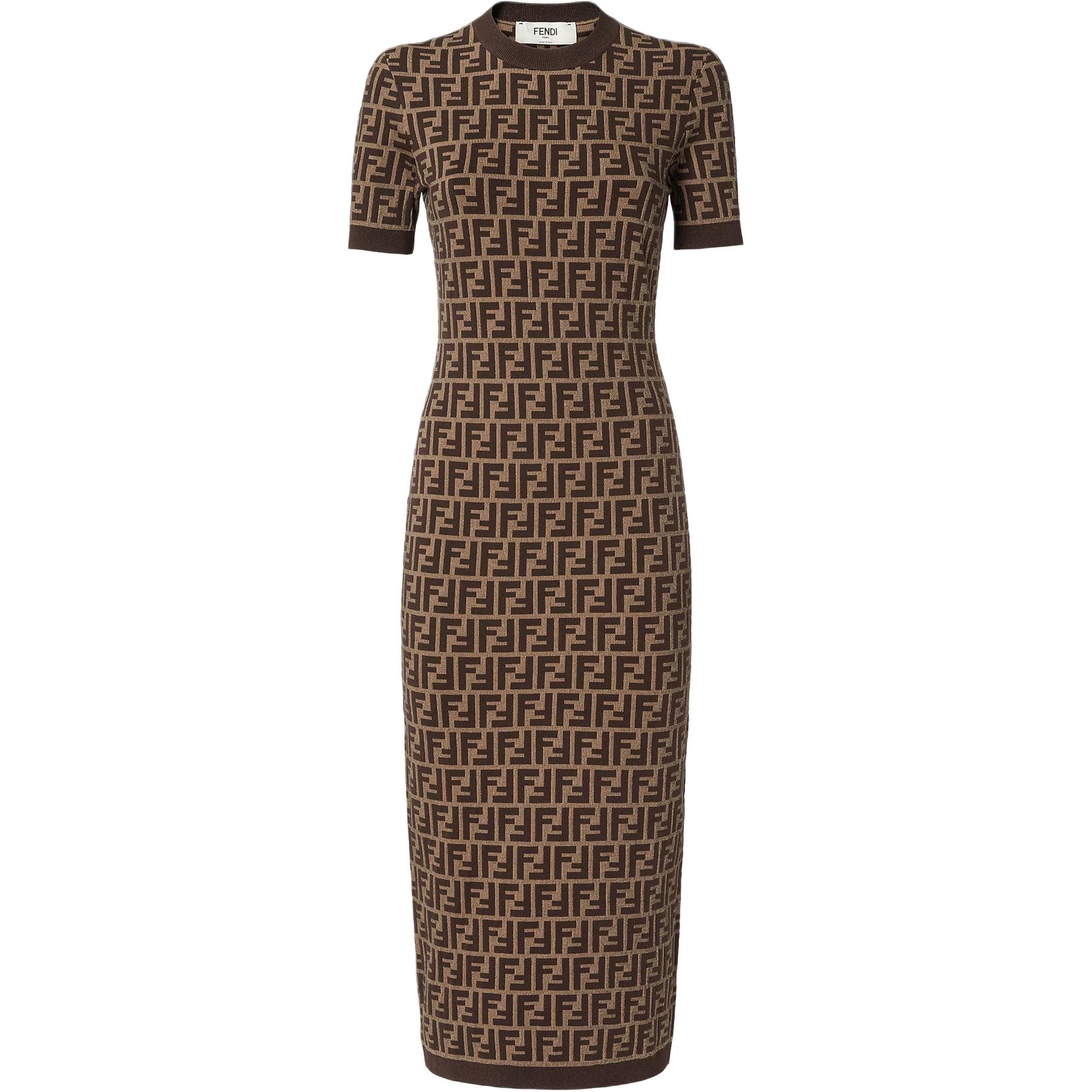 

Женское платье с коротким рукавом FENDI, коричневый