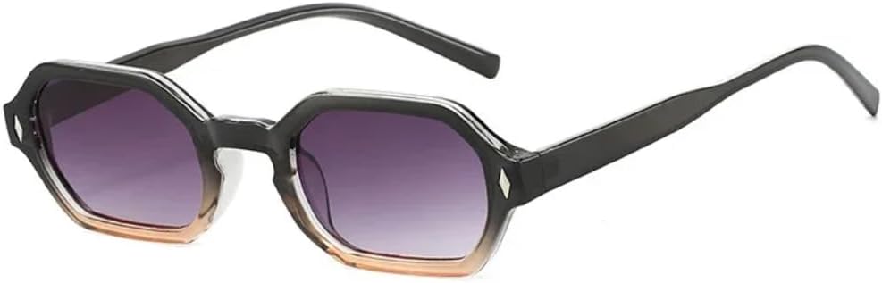 

Ретро-солнцезащитные очки в форме многоугольника и прямоугольника для женщин, защита от УФ-излучения UV400, модные градиентные линзы, для мужчин, оправа с заклепками VFDHN, Black Orange Gray