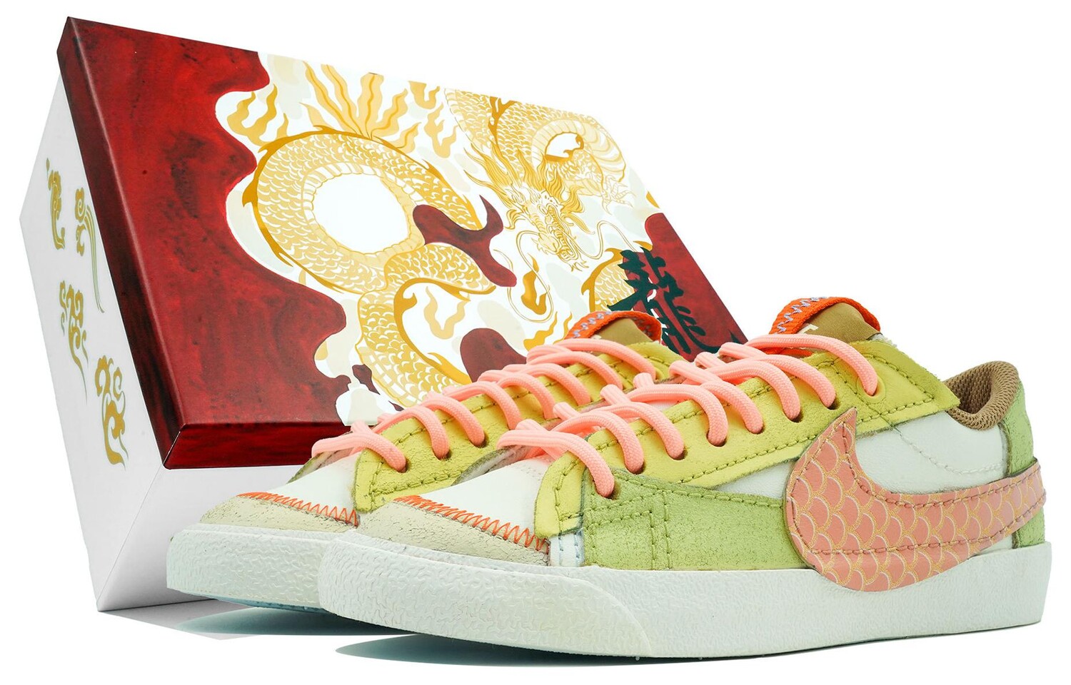 

Кроссовки Nike Blazer Skateboarding Shoes Women's Low-top Green, цвет Off White