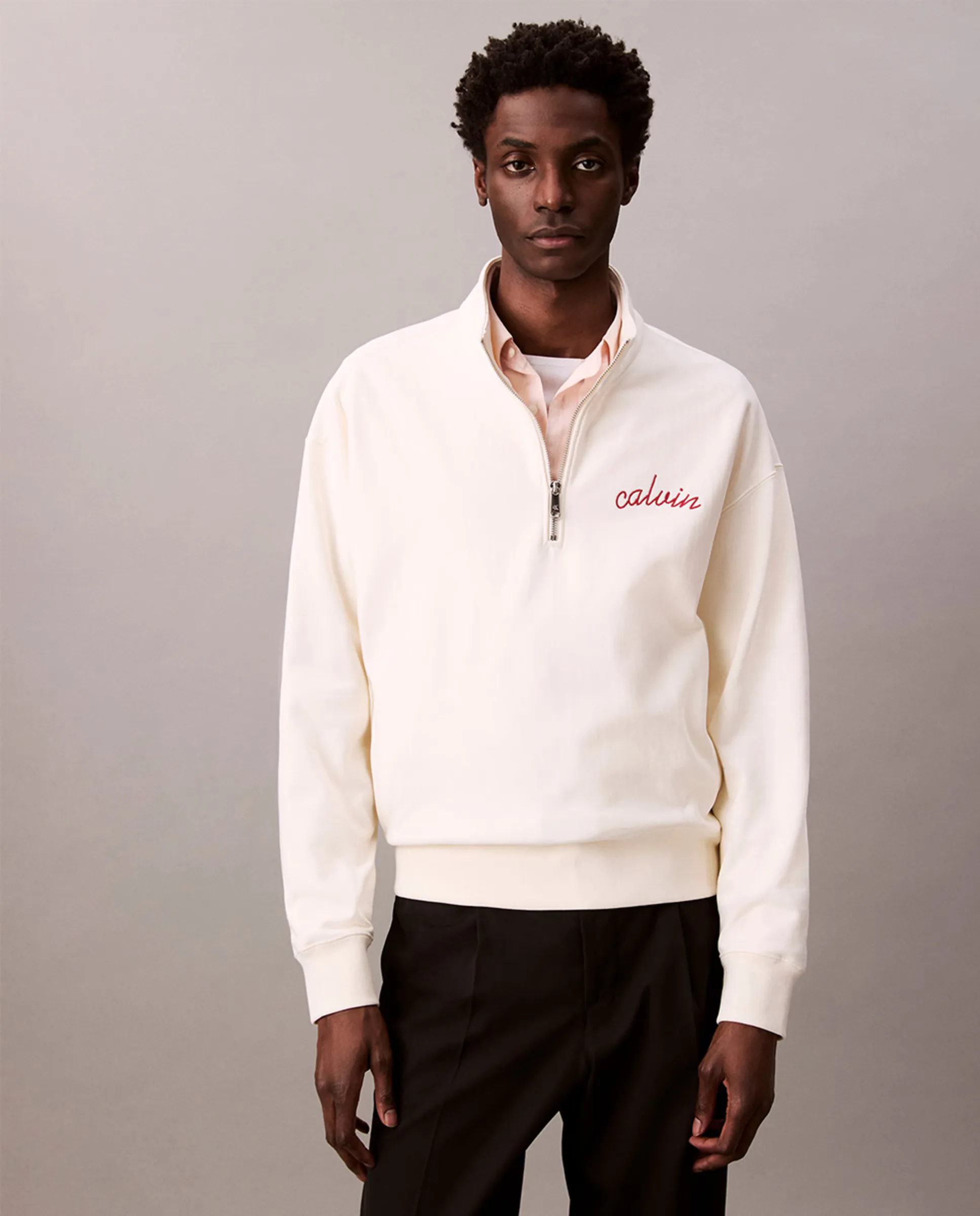 

Свитшот мужской с полумолнией Calvin Klein Jeans, цвет Crudo