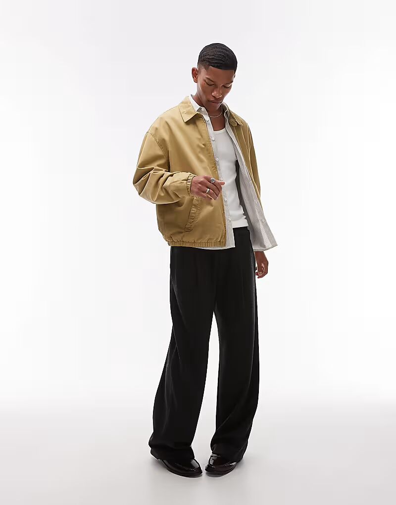

Куртка Topman twill harrington в цвете stone