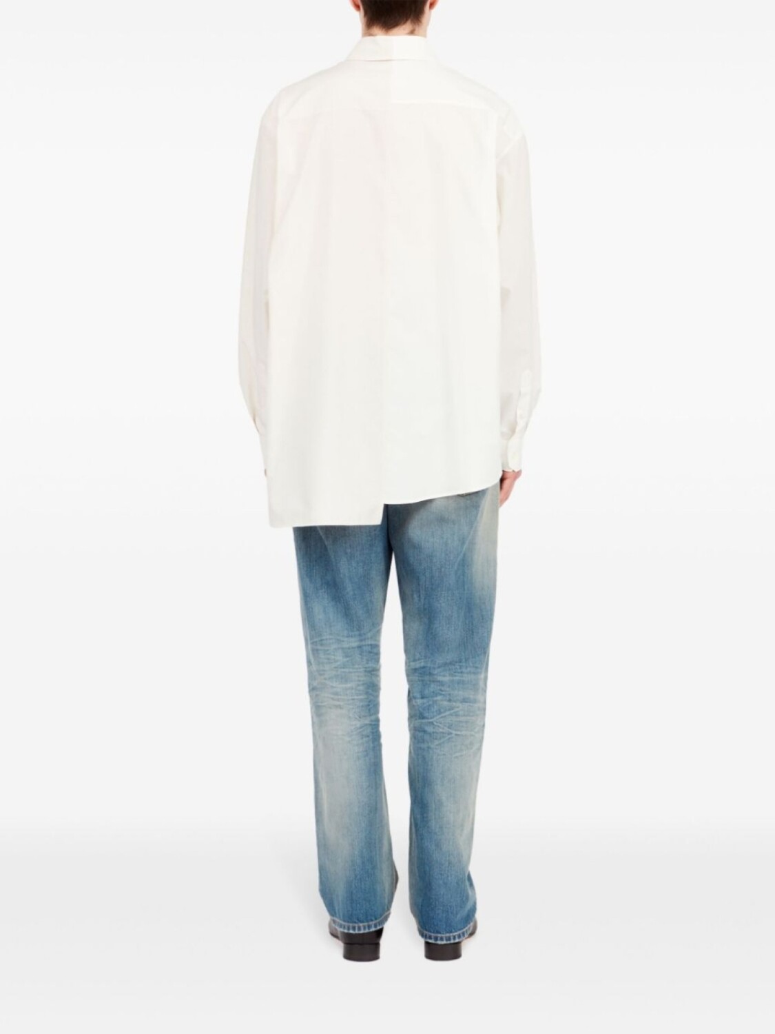 Асимметричная хлопковая рубашка MM6 Maison Margiela, нейтральный цвет — фото 4