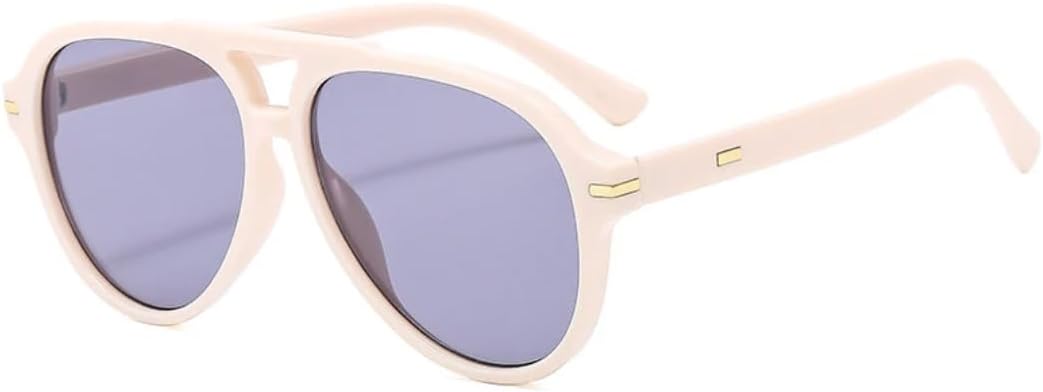 

Ретро-солнцезащитные очки с увеличенными двойными перемычками для женщин, модные градиентные очки с защитой от УФ-излучения UV400 для мужчин, трендовые очки с заклепками UATXTAU, Beige Light Purple