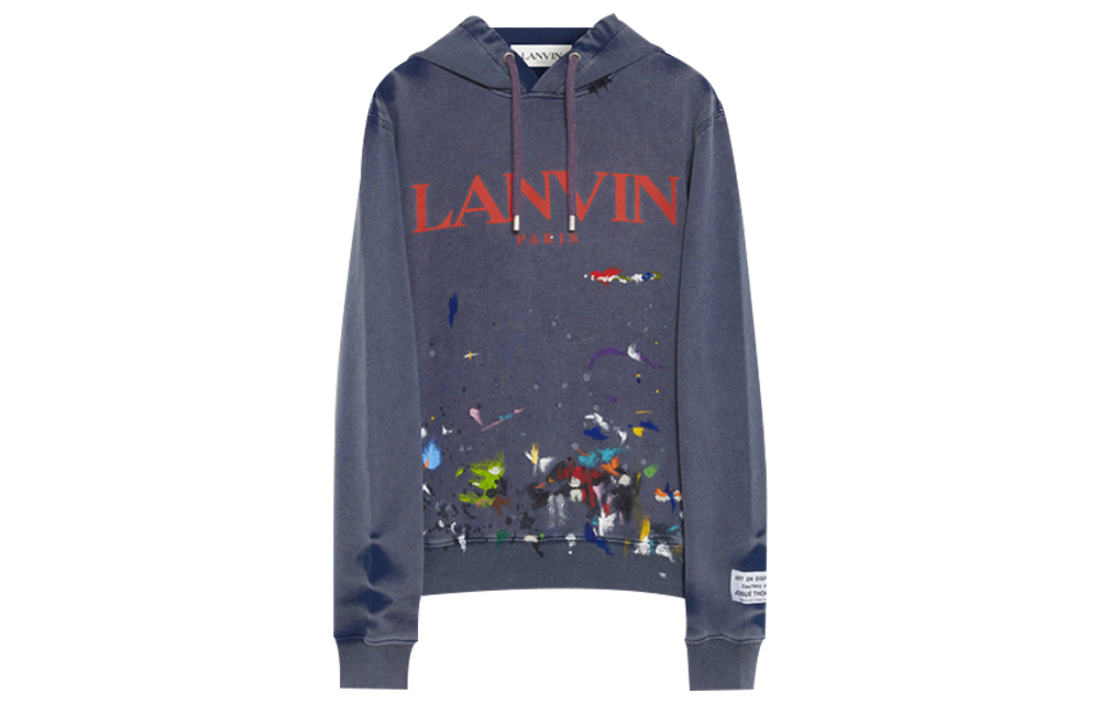 Толстовка Gallery Dept. с логотипом, эффектом поношенности и краской Lanvin, синий — фото 3