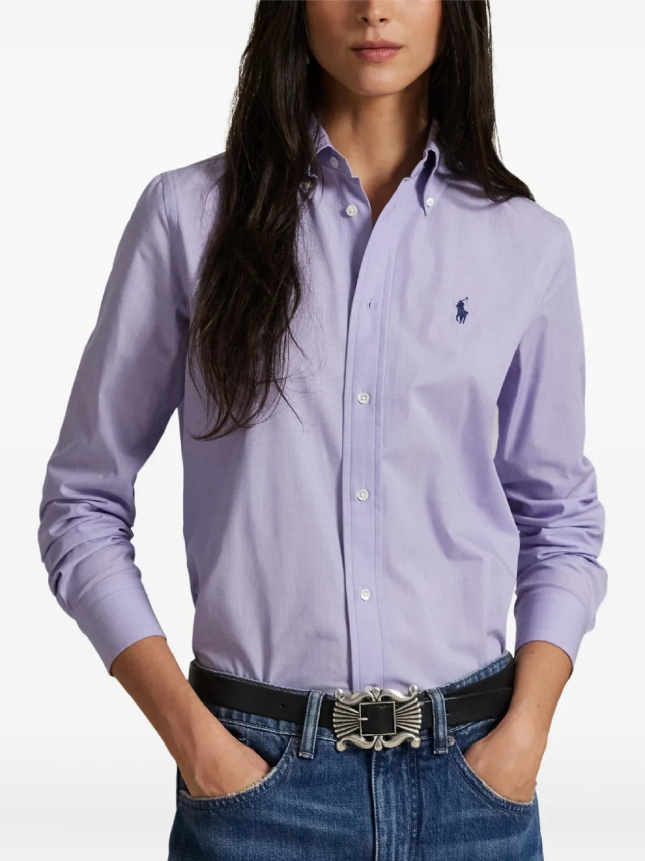 Рубашка из хлопка на пуговицах Polo Ralph Lauren, фиолетовый — фото 3