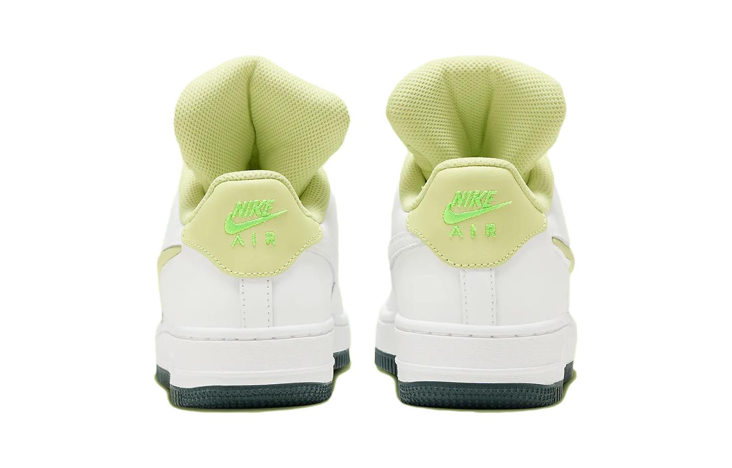 Кроссовки Nike Air Force 1 'Big Tongue' противоскользящие низкие для скейтбординга детские бело-зеленые возраст 3-7 лет — фото 4