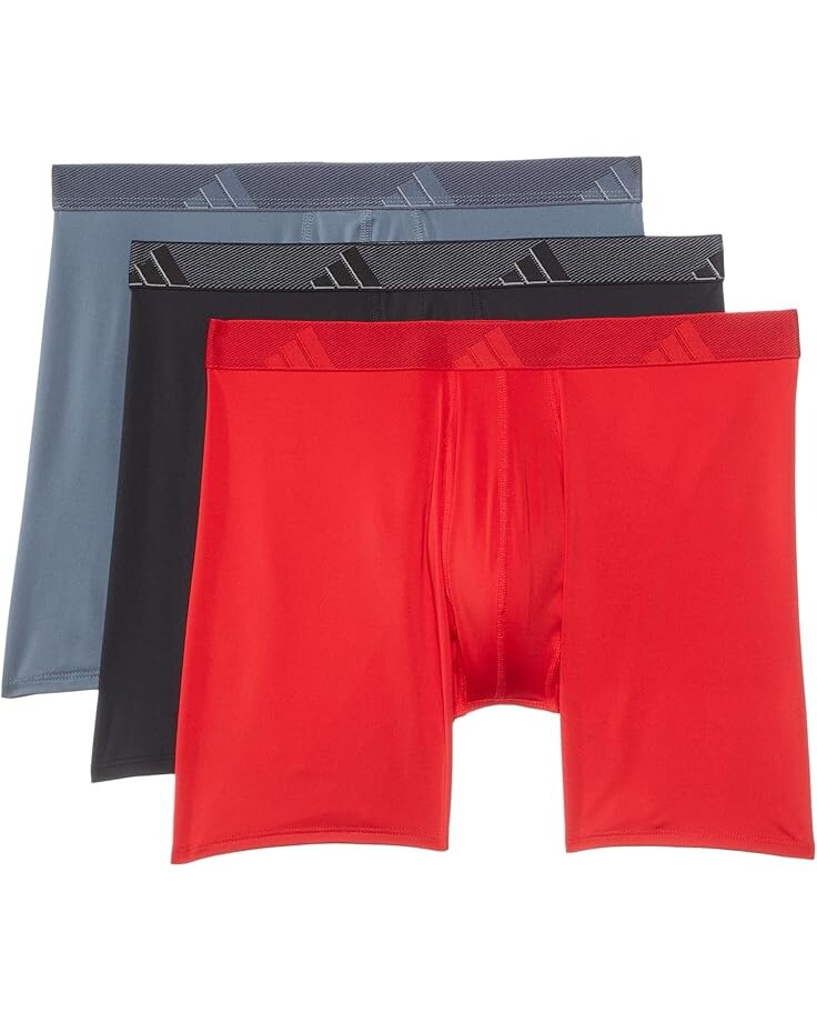 

Боксеры adidas Athletic Fit Microfiber Boxer Brief Underwear 3-Pack, цвет Better Scarlet/Black/Onix Grey