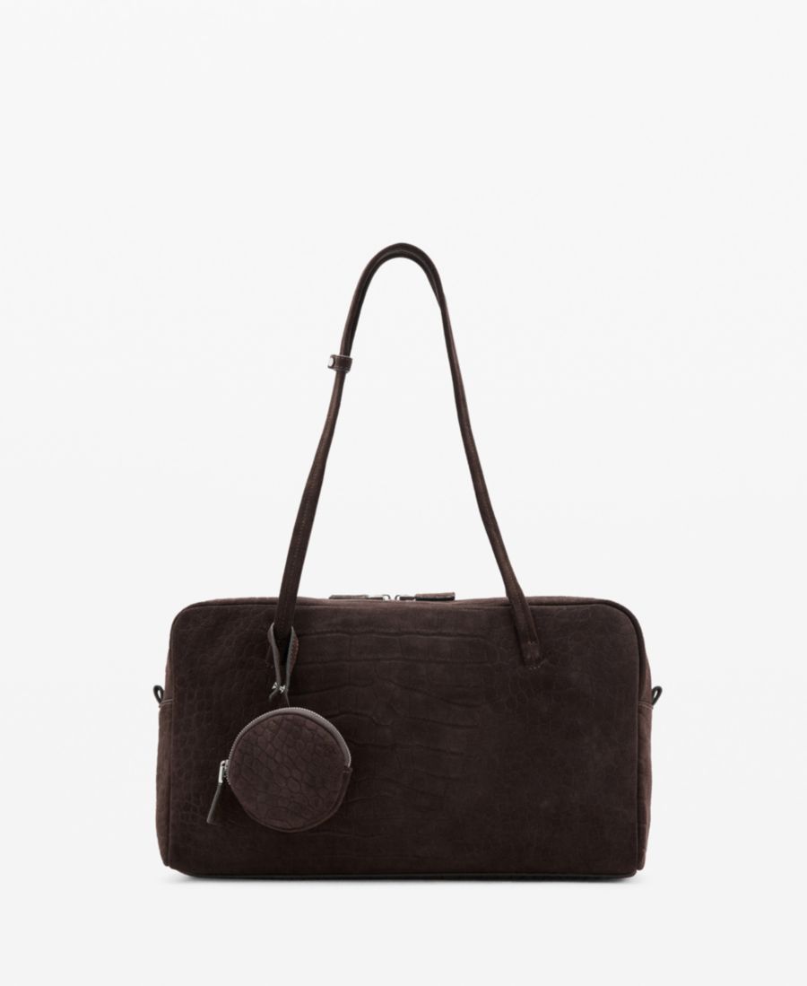 

Женская средняя замшевая сумка для боулинга MANGO, Chocolate