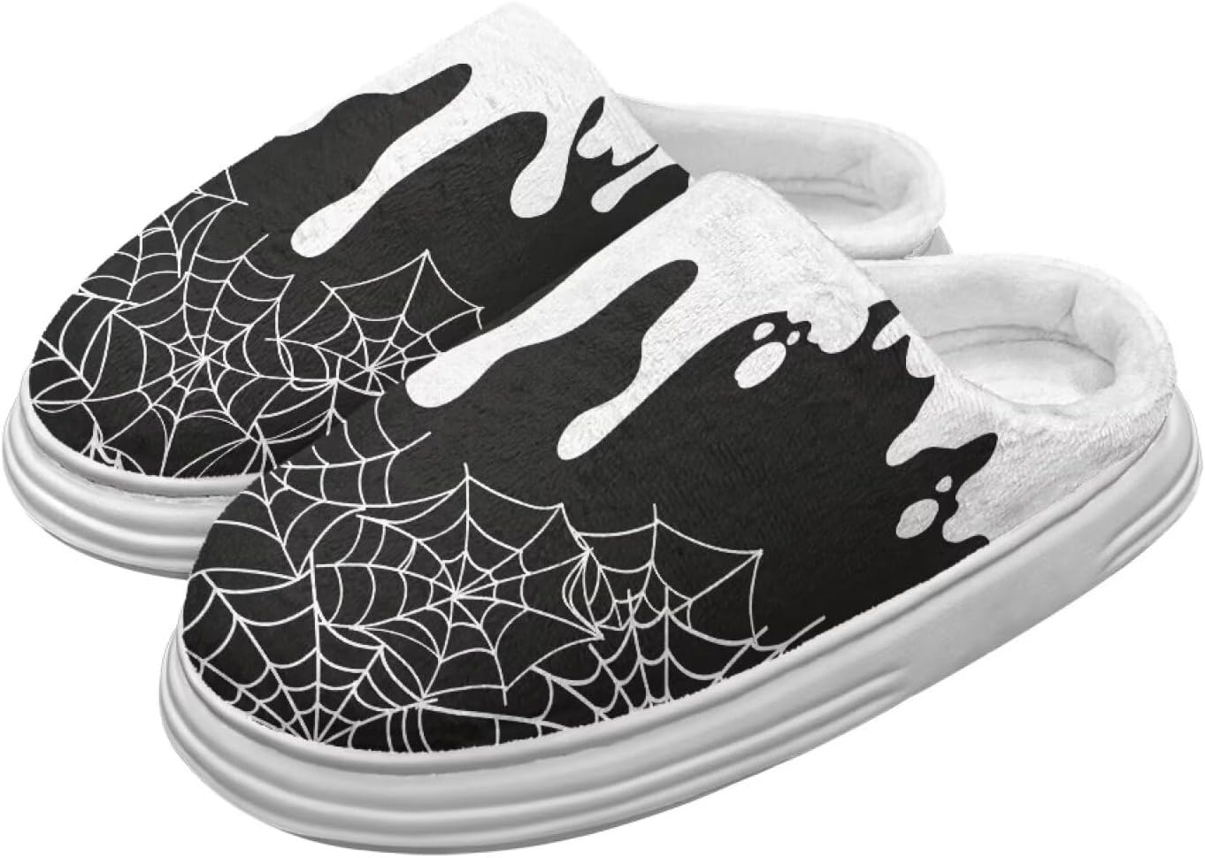 

Домашние тапочки Chririnla для женщин и мужчин с эффектом памяти, толстая EVA подошва, мягкие, без застежки, противоскользящие, уютные, для дома и улицы, Spooky Spiderweb